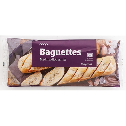 Hvidløgsbaguettes 2 pak 350 g