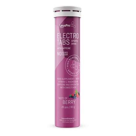 LinusPro Elektrolyt Tabs m. Koffein Berry 80 g