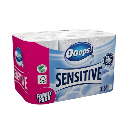 Ooops Sensitive Toiletpapir 12 Ruller 3-lag 