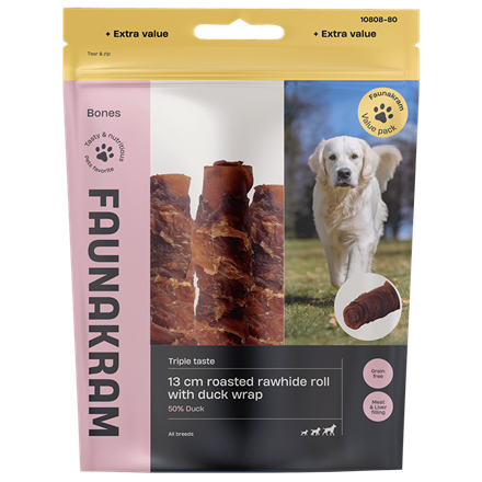 Faunakram Roasted Rawhide Roll with Duck 300 g 13 cm 