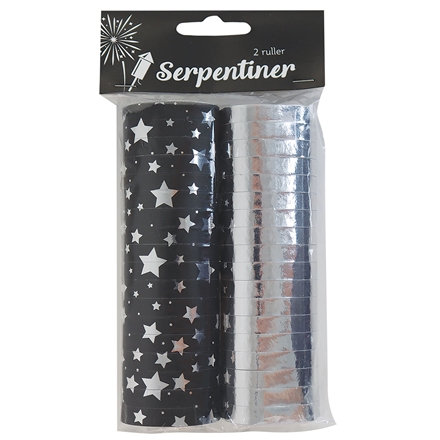 Serpentiner m. Stjerner Guld/Sølv 2-pak