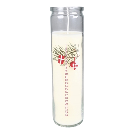 Kalenderlys i Glas Dansk Jul Hvid 21cm