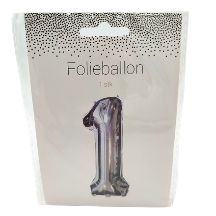 Folieballon Nr. 1 60 Cm Sølv