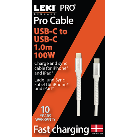 Leki bycph Pro Cable USB-C to USB-C 1.0 m 100W Hvid