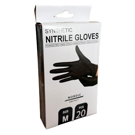Engangshandske str. L, Nitril, Sort 20 stk