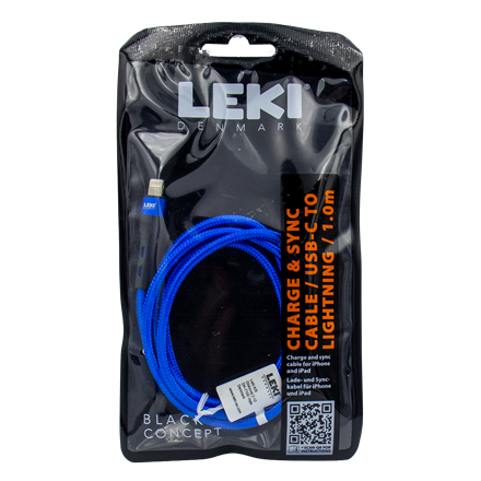 Leki Denmark Braided Blue CableUSB-C to Lightning 1.0 M