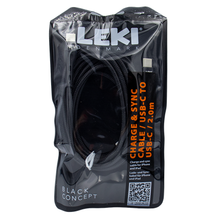 Leki Denmark Braided Black CableUSB-A to USB-C 2.0 M