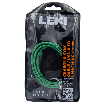 Leki Denmark Braided Green CableUSB-A to Lightning 1.0 M