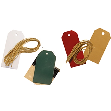 Gavemærker manilla natur/rød 10stk. 4 ass