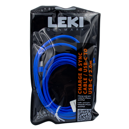 Leki Denmark Braided Blue CableUSB-C to USB-C 2.0 M