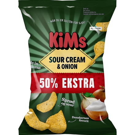 Kims Chips Sour Cream & Onion 170 g + 50%