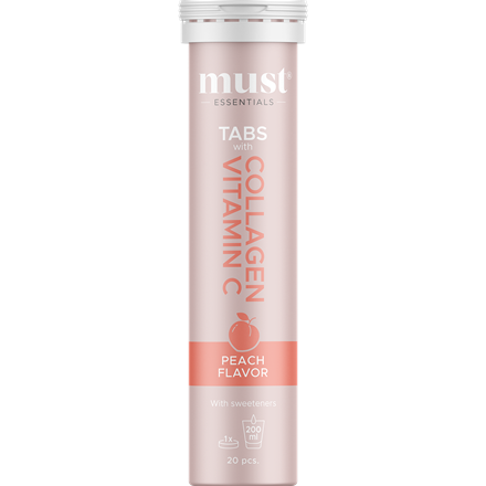MUST Essentials Collagen & Vitamin C Tabs Peach 20 stk. 80g