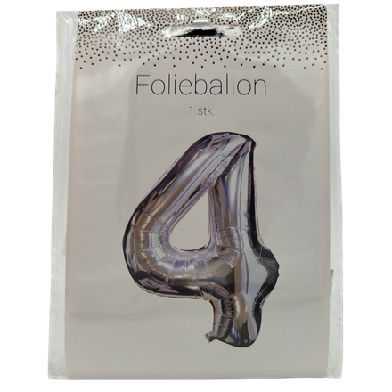 Folieballon Nr. 4 60 Cm Sølv