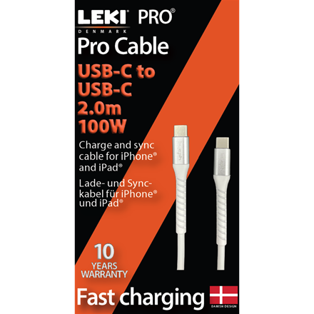 Leki bycph Pro Cable USB-C to USB-C 2.0 m 100W Hvid