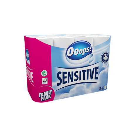Ooops Sensitive Toiletpapir 24 Ruller 3-lag 