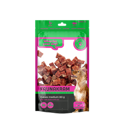 Faunakram Cubes Medium Duck & Cod 80 g