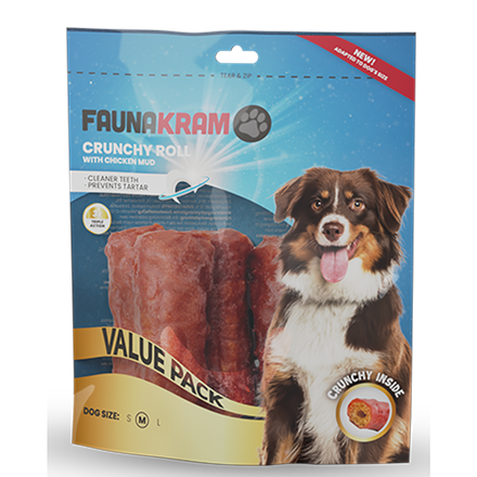 Faunakram Crunchy Roll Chicken Mud M 250 g