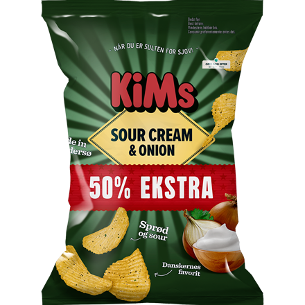 Kims Chips Sour Cream & Onion 170 g + 50%