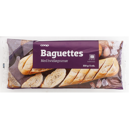 Hvidløgsbaguetter 2 pak 350 g