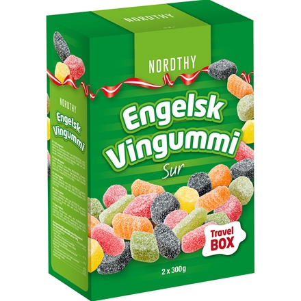 Nordthy Travel Box Sur Engelsk Vingummi 600 g