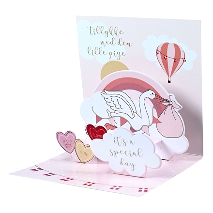 Pop-up kort Fødselsdagskort Pige