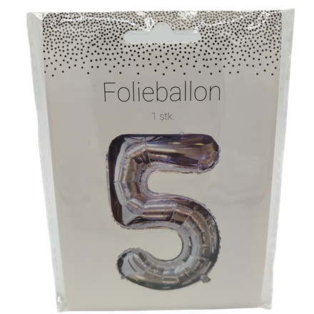 Folieballon Nr. 5 60 Cm Sølv