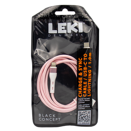 Leki Denmark Braided Pink CableUSB-C to Lightning 1.0 M