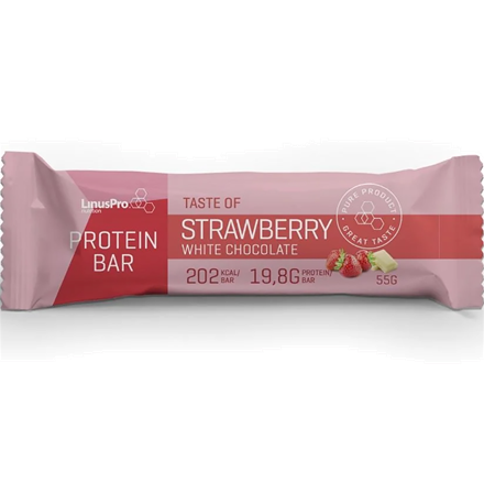 LinusPro Protein Bar Hvid Chokolade & Jordbær 55 g