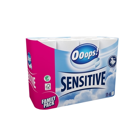 Ooops Sensitive Toiletpapir 24 Ruller 3-lag 