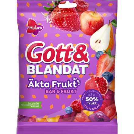 Malaco Godt & Blandet Ægte Frugt Bær & Frugt 220 g