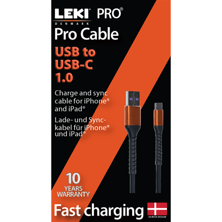 Leki bycph Pro USB to USB-C Kabel 1 m Sort