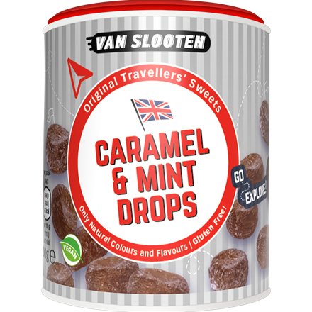 Van Slooten Travellers Sweets Caramel & Mint Drops 200 g