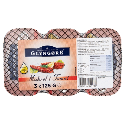 Glyngøre Makrelfilet I Tomat 3 x 125 g