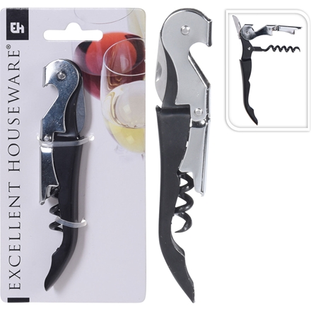 Proptrækker sort med 3 funktioner