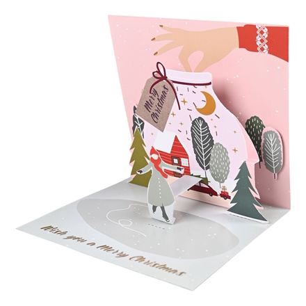 Pop-up kort Kvinde på skøjter med guld glitter