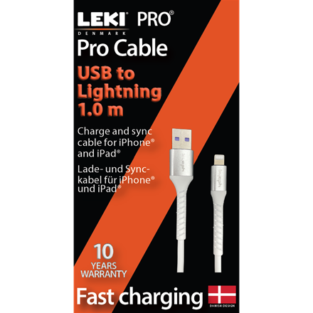 Leki bycph Pro Cable - USB to Lightning 1.0 m Hvid
