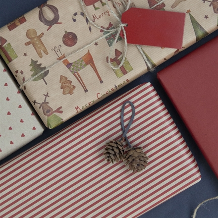 Gavepapir kraft 70gr 70cmx2m 4ass