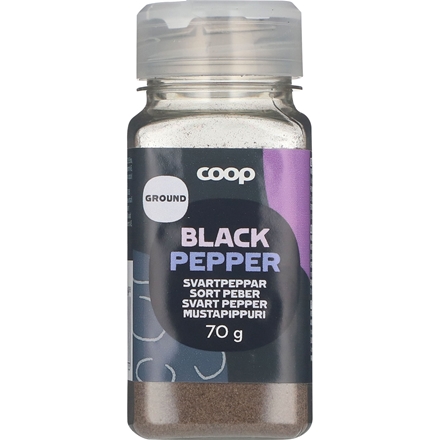 Coop Sort Stødt Peber 70 g