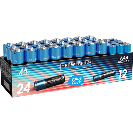 Batteri Mix 24x AA 12x AAA
