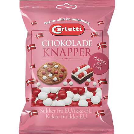 Carletti Chokoladeknapper Røde/Hvide 190 g