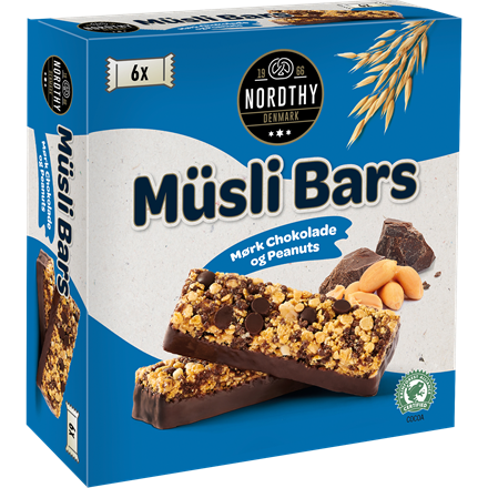 Nordthy Müsli Bar Peanuts Mørk 6pk 150g