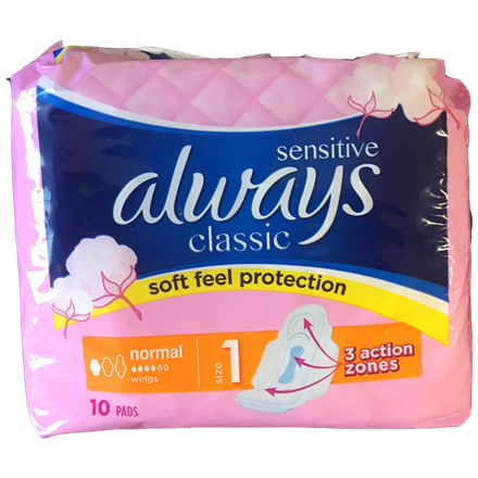 Always Classic Sensitiv Normal m. Wings 10 Stk.