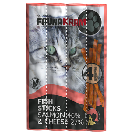 Faunakram Cat Snack Stick Salmon and Cheese 4 x 5 g