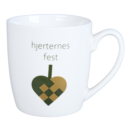 Krus med flettet hjerte Grøn/Hvid