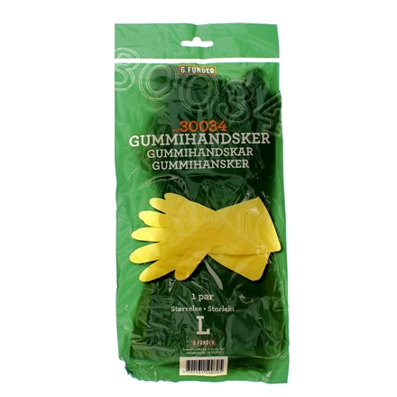 Gummihandsker Gul str. L