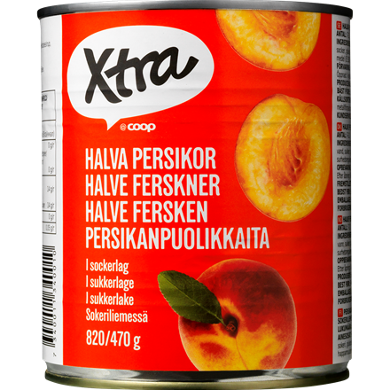 X-tra Halve Ferskner i Sirup 820g