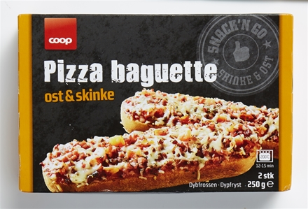 COOP PIZZA BAGUETTE 250G, MED SKINKE
