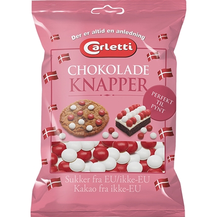 Carletti Chokoladeknapper Røde/Hvide 190 g