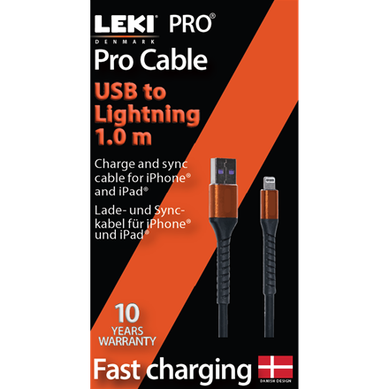Leki bycph Pro USB to Lightning Kabel 1 m Sort