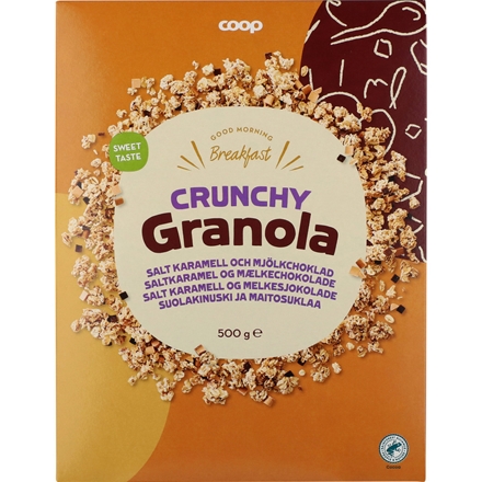 Coop Granola Crunchy Salted Caramel og mælkechokolade 500 g